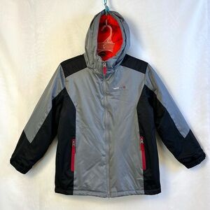 Swiss Tech Boys XL 14-16 Gray and Black Hooded Zip Front Coat
